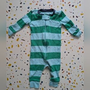 Primary Green & Light Blue Striped Footless Sleeper